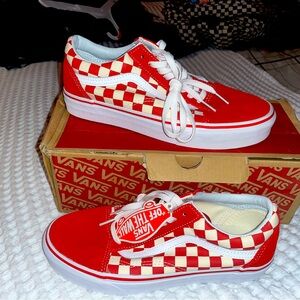 old school vans Me s 7.0 women’s 8.5 red checkered